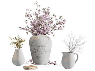 现代陶艺花瓶花卉 摆件组合