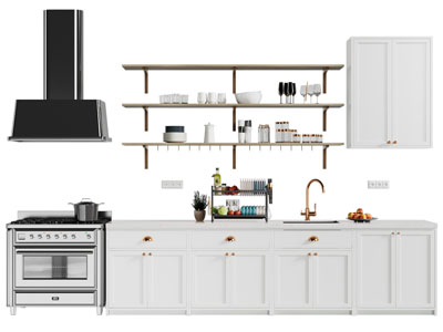 现代整体橱柜 开放式吊架 抽油烟机