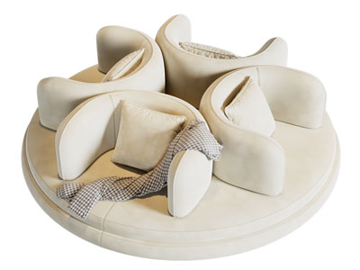 现代拼接圆形多人沙发 公共椅子3d模型 现代拼接圆形多人沙发 公共椅子