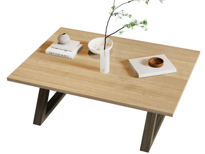 现代实木茶几 书籍 花瓶摆件组合