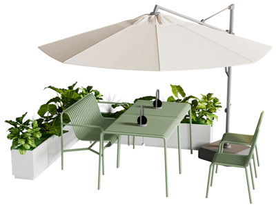 现代遮阳伞 休闲餐桌椅组合