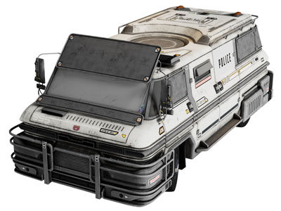 工业风loft科幻警车 科幻载具