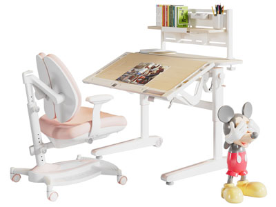 现代学生书桌椅组合3d模型 现代学生书桌椅组合