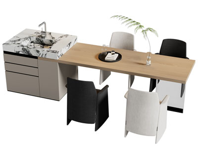 现代吧台餐桌椅组合