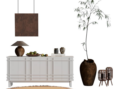 现代玄关柜 边柜 摆件组合3d模型 现代玄关柜 边柜 摆件组合