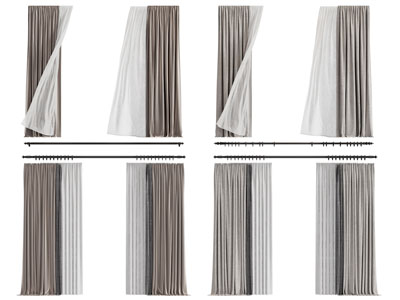 现代窗帘窗纱3d模型 现代窗帘窗纱