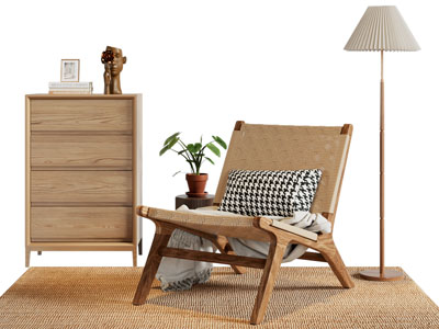 北欧实木休闲椅子 玄关柜 边柜 落地灯