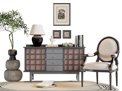 法式玄关柜 边柜 休闲椅子3d模型 法式玄关柜 边柜 休闲椅子