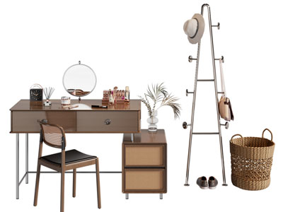 现代中古风化妆 梳妆台 衣架