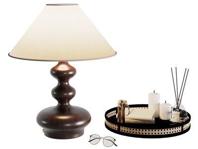 法式台灯 托盘香薰摆件组合