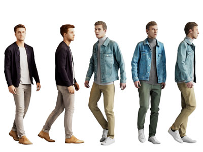 现代走路的男人 多人 人物3d模型 现代走路的男人 多人 人物