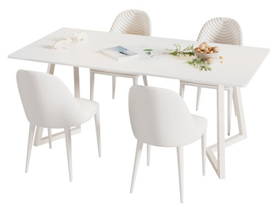 现代奶油风餐桌椅组合