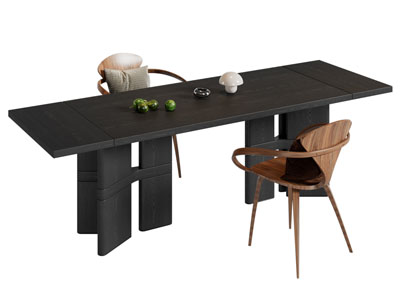 现代长方形餐桌椅组合