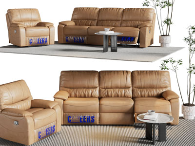 现代多人 单人沙发和茶几组合