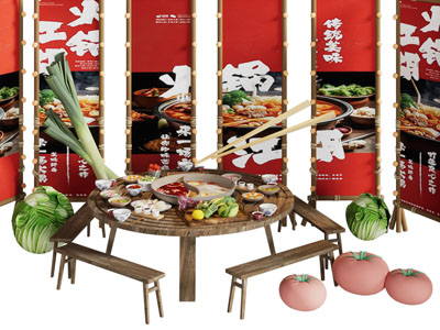 新中式火锅美食美陈