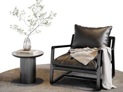 现代休闲椅子 边几