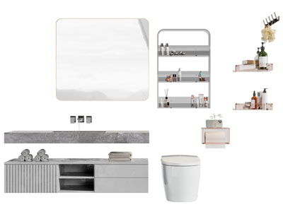 现代洗手台 镜柜 马桶 卫浴柜架