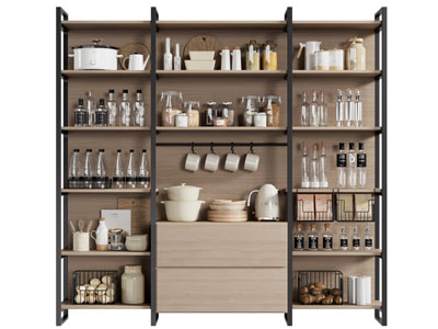 现代开放式餐边柜 厨具组合