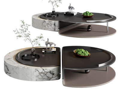 现代拼接圆形茶几3d模型 现代拼接圆形茶几