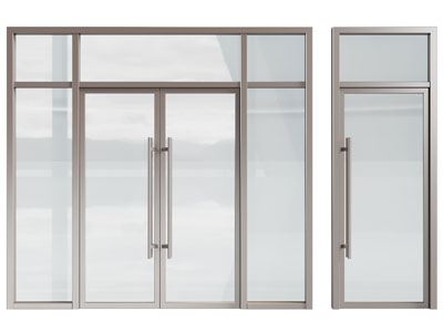 现代办公玻璃大门 双开门