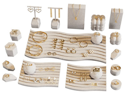 现代戒指 耳环 项链金银珠宝首饰展览展台