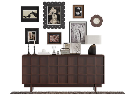 法式中古风玄关柜 装饰挂画3d模型 法式中古风玄关柜 装饰挂画