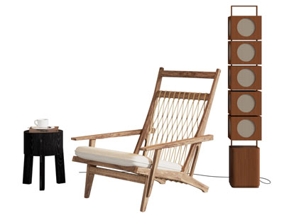 现代休闲椅子 落地灯 边几