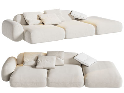 现代奶油风拼接多人沙发3d模型 现代奶油风拼接多人沙发