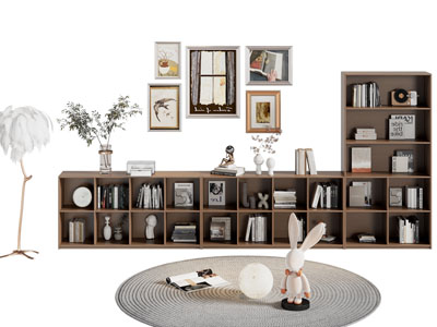 现代中古风装饰书柜