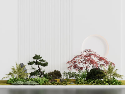 现代室内景观墙 树木 花卉花草景观园艺小品