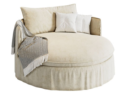 现代圆形布艺单人沙发