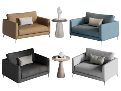 现代单人沙发 边几