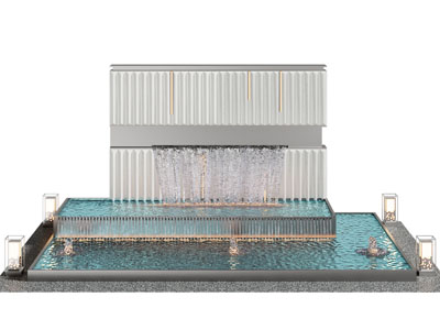 现代瀑布水池景观园艺小品