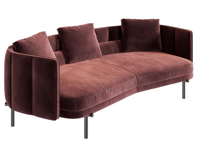 现代弧形多人沙发3d模型 现代弧形多人沙发