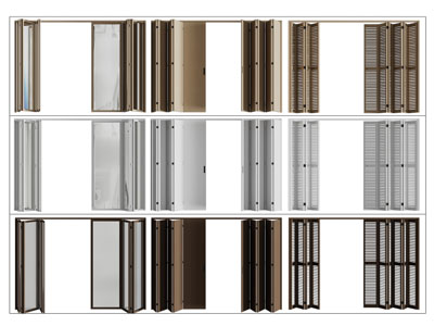 现代百叶推拉门 玻璃折叠门