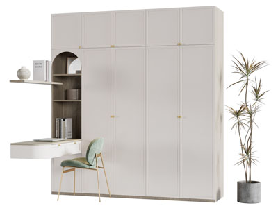 现代衣柜 书桌椅组合3d模型 现代衣柜 书桌椅组合