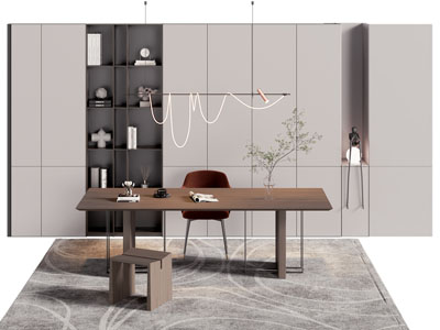 现代书柜 书桌椅组合