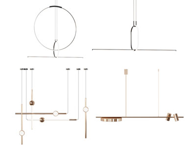 现代金属线条吊灯