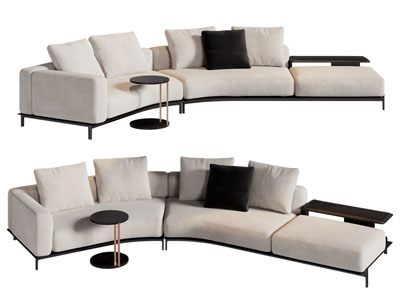 现代弧形多人沙发3d模型 现代弧形多人沙发