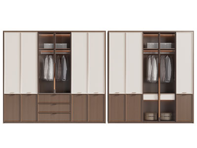 现代中古风衣柜 衣服3d模型 现代中古风衣柜 衣服