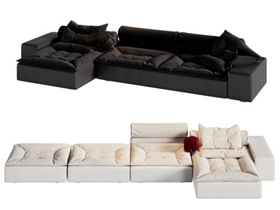 现代转角多人沙发3d模型 现代转角多人沙发