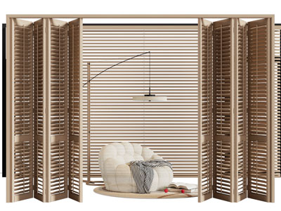 北欧木质百叶折叠推拉门 百叶窗