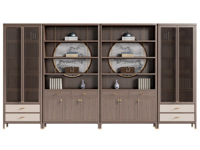 新中式实木书柜 装饰柜 博古架