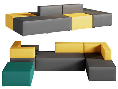 现代拼接转角多人沙发3d模型 现代拼接转角多人沙发