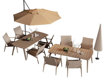 现代遮阳伞 休闲折叠餐桌椅组合