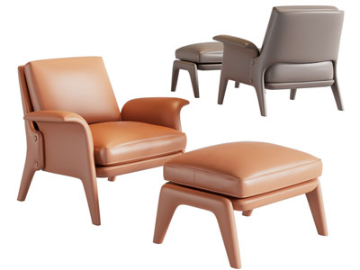 现代单人沙发 脚踏