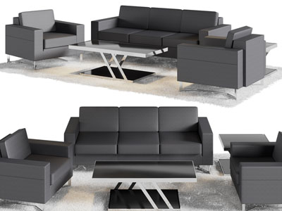 现代多人 单人沙发和茶几组合