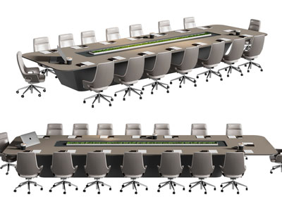 现代加长会议桌椅组合3d模型 现代加长会议桌椅组合