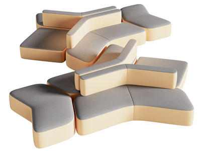 现代双向多人沙发3d模型 现代双向多人沙发