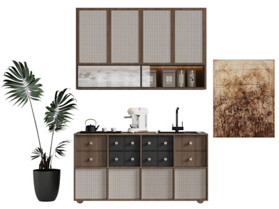 侘寂风中古风餐边柜 吊柜